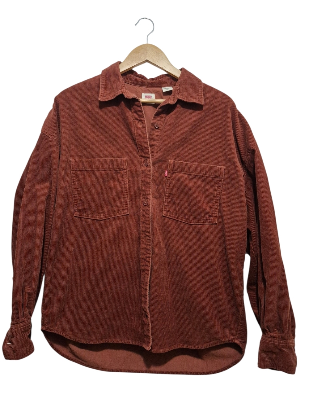 Levi's Oversized Utility Shirt Jacket Rust Brown Corduroy SIZE SMALL